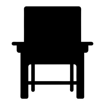 recommend clip art: Simple black silhouette illustration of a comfortable wooden armchair with armrests