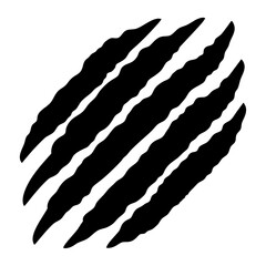 Five Black Claw Marks on a White Background Representing Animal Attack