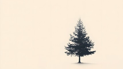 Simple tree silhouette with a subtle white-to-beige gradient background