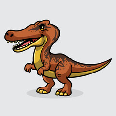 Cute Suchomimus Dinosaur isolated cartoon illustration with light background