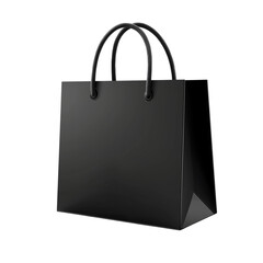 Black Shopping Paper Bag Isolated with Blank Surface for Creative Design Projects and Print
