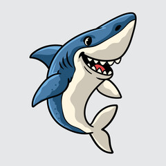 Naklejka premium Cute megalodon aquatic Character Mascot in Vector Cartoon Illustration