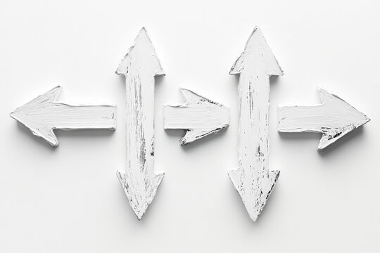 White painted arrows pointing in multiple directions decision choices options