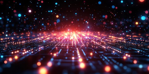 Obraz premium Futuristic cyberpunk interface with glowing neon controls, holographic screens, and a sci-fi design