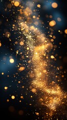 Fototapeta premium Abstract background featuring a dynamic explosion of golden dust and glittering particles