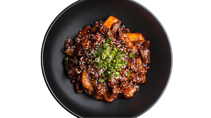 Delicious Beef  Tteokbokki isolated on transparent background