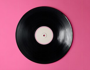 Obraz premium Vintage vinyl record on pink background