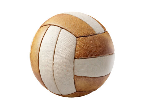 Classic volleyball made of leather and fabric for sports use, cut out transparent