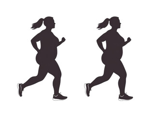 Fototapeta premium Running silhouette showing healthy lifestyle and fitness journey, cut out transparent