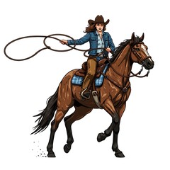 Cowgirl's Grace: Dynamic Rodeo Illustration