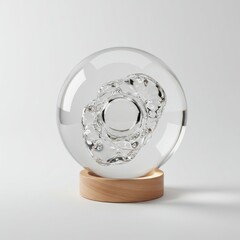 Naklejka premium Water sculpture inside glass ball isolated on white background. decoration use cases.