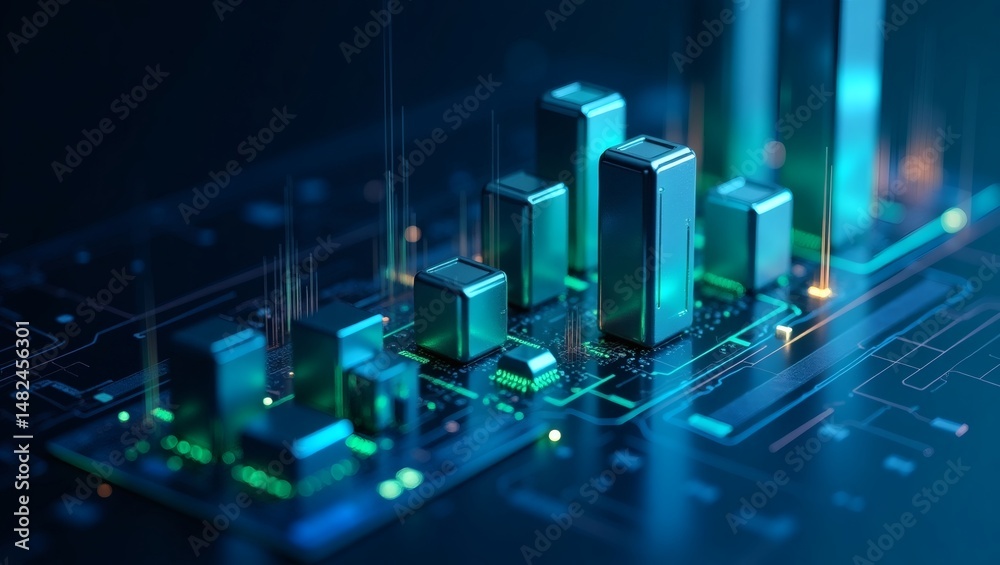 Poster An abstract data representation, visualizing a concept of technology and data