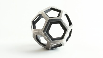 Obraz premium Geometric sphere with intricate hollow hexagonal facets.