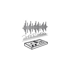 Black audio wave vector bar code made of black and white blocks