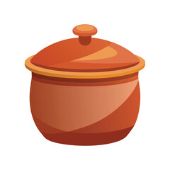 Clay pot with lid vector art illustration