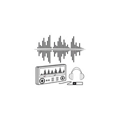 Audio wave vector illustration of an abstract background with city