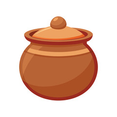 Clay pot with lid vector art illustration