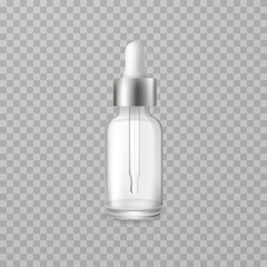 Realistic glass dropper bottle cosmetic product mockup