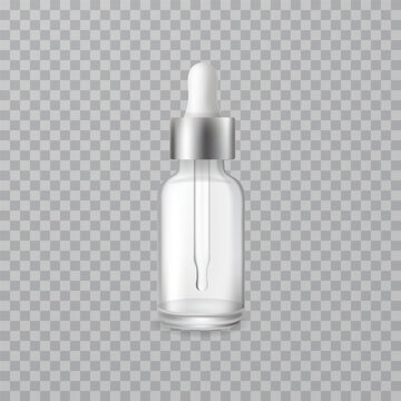 Realistic glass dropper bottle cosmetic product mockup