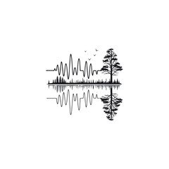 Wave vector illustration of a silhouette of tree