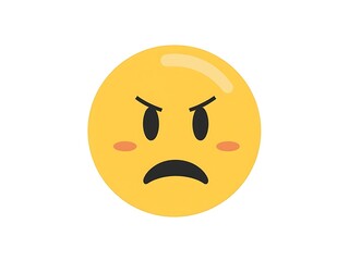 Fototapeta premium Yellow emoticon face with a sarcastic grin on a dark background digita