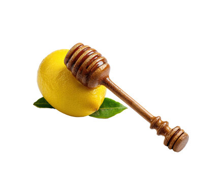 Lemon and honey combination for healthy recipes and drinks, cut out transparent