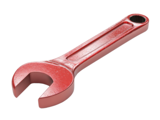 Red adjustable wrench tool for mechanical work and repairs, cut out transparent