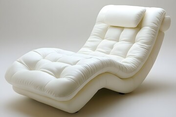 White Durable chaise lounge bed. Interior design concept. Isolated object on white background.