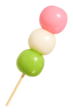 hanami dango isolated on transparent background, png file,  japanese sweet, dango, dumpling, rice flour, round, skewer	