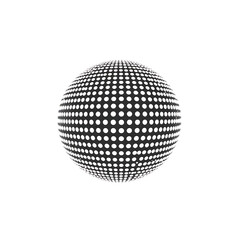 abstract 3d sphere made of black dots, high quality png isolated on transparent background