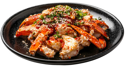 Fototapeta premium Spicy Crab Legs Sesame Chili Recipe isolated on transparent background