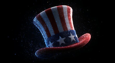 Glittering American Uncle Sam Top Hat Fourth of July