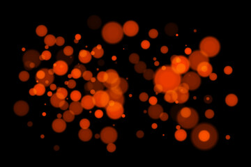 Monochrome bokeh lights on black background with soft glowing circles and smooth blur. Elegant vector overlay for digital, festive, or abstract design with minimal contrast.