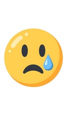 Fototapeta premium Yellow emoji with single tear and thoughtful somber expression