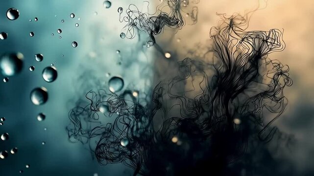 A dark potion swirled mysteriously in the water, its black color glowing with an eerie light.
