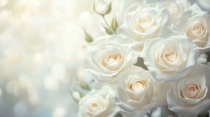 Obraz premium A soft-focus floral pattern with elegant white roses 