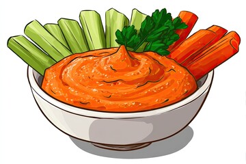 Hummus Bowl Fresh Veggies with Vibrant Dip, and Healthy Eating Scene.