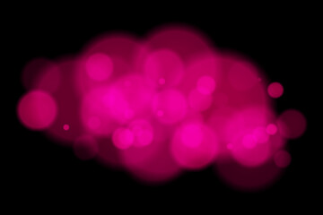 Color bokeh cloud with glowing soft circles on black background. Elegant light blur effect for abstract, dreamy, or minimal vector overlays and digital design.