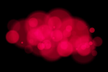 Color bokeh cloud with glowing soft circles on black background. Elegant light blur effect for abstract, dreamy, or minimal vector overlays and digital design.