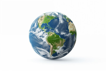  Image of Planet Earth on White Background – Isolated Globe for Educational, Environmental, and Scientific Use