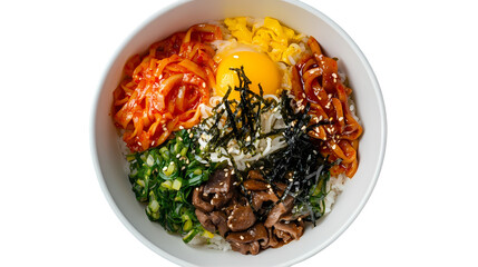 Delicious Bibimbap Recipe Korean Rice Bowl isolated on transparent background