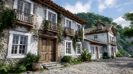 Fototapeta premium Ancient House Concept Art of a Historic Structure on a French Guiana Island