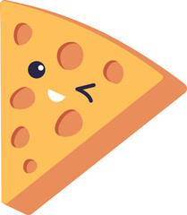 Cheese Slice with Cute Face Character