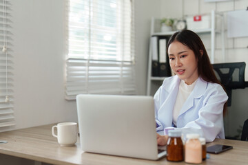 Telehealth and Online Consultation. A healthcare professional engages with patients through digital platforms.