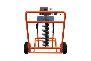 HOLE DIGGER GASOLINE AUGER SOIL Drilling HANDHELD MACHINE FOR EARTH GROUND, Portable with Wheels for Easy Transport, Manual Engine Spiral Drill Bit, Agricultural Construction, Hand-Operated on a PNG