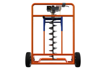 HOLE DIGGER GASOLINE AUGER SOIL Drilling HANDHELD MACHINE FOR EARTH GROUND, Portable with Wheels for Easy Transport, Manual Engine Spiral Drill Bit, Agricultural Construction, Hand-Operated on a PNG