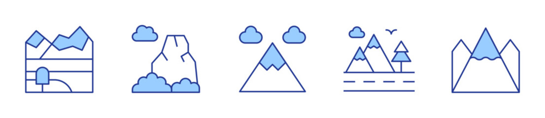 mountain, mountains, mountain road. Mountain Icon vector illustration. Line Duotone style. Editable stroke