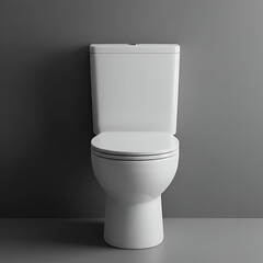 Modern white toilet with wall-mounted tank in a contemporary bathroom setting. Functional design with clean lines and sleek aesthetic.