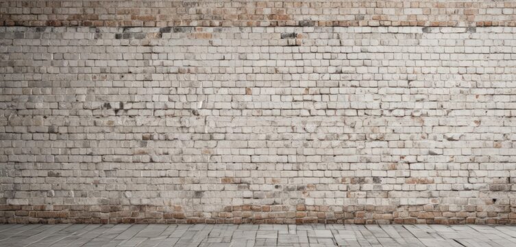 Fototapeta Aged white brick wall, weathered texture, rough surface, grey, pattern