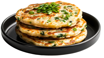 Delicious Scallion Pancakes Recipe isolated on transparent background